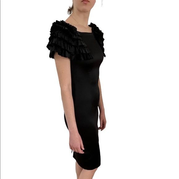 Thomas Wylde Black Silk Fitted Cocktail Midi Dress New Without Tags Medium - Picture 5 of 7